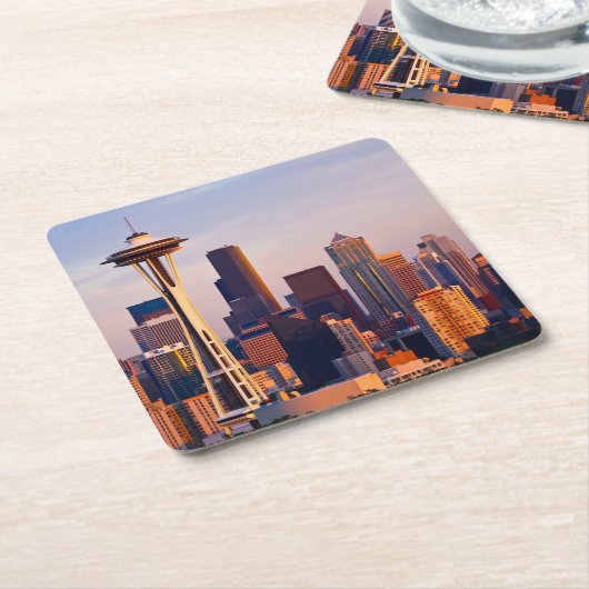 De Space Needle is een toren in Seattle Kartonnen Onderzetters (Schuin)