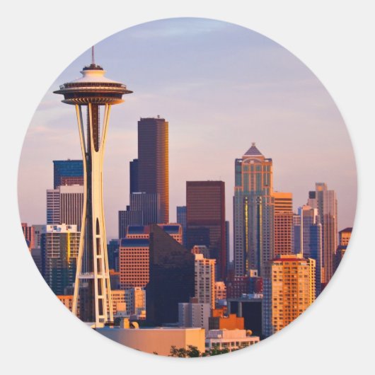 De Space Needle is een toren in Seattle Ronde Sticker (Voorkant)