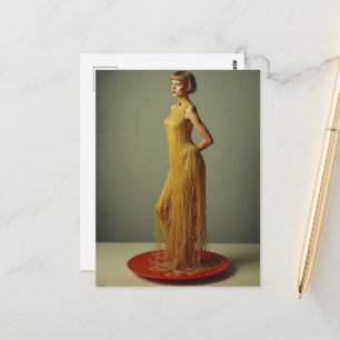 De Spaghettijurk Vrouw op Rode Schaal Briefkaart