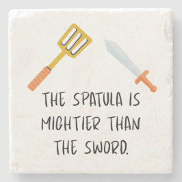 De spatel is machtiger dan het zwaard stenen onderzetter