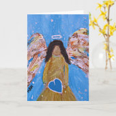 De spatie van het Wenskaart van de engel binnen Kaart (Gele Bloem)