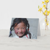 De Spatie van Notecard- van het Meisje van de Kaart (Gele Bloem)