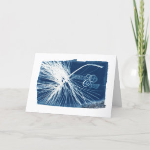 De Spatie van White Pine Cyanotype van de vrede & Feestdagen Kaart