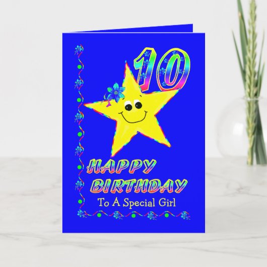 De speciale 10de Sterren Brithday van het Meisje Kaart (Voorkant)