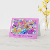 De speciale Roze Vlinders van de Zuster Kaart (Gele Bloem)