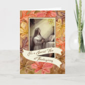 De speciale Zuster van de Non bij de Bladeren van Feestdagen Kaart (Voorkant)