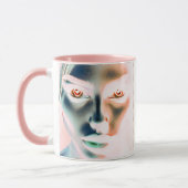 De spectrale blik die door de tijd gaat. mok (Links)