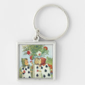 De speelkaarten die de Struik van het Roos schilde Sleutelhanger (Voorkant)