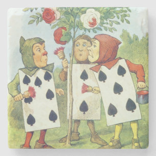 De speelkaarten die de Struik van het Roos schilde Stenen Onderzetter