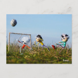 De speelse Fubby's die voetbal spelen. Feestdagenkaart