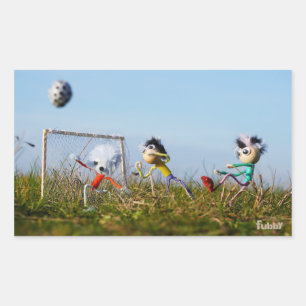 De speelse Fubby's die voetbal spelen.Sticker Rechthoekige Sticker