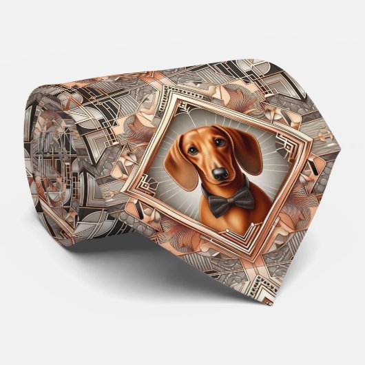 De Speelse Hondenliefhebber | Daschund Hondenpapa Stropdas (Opgerold)