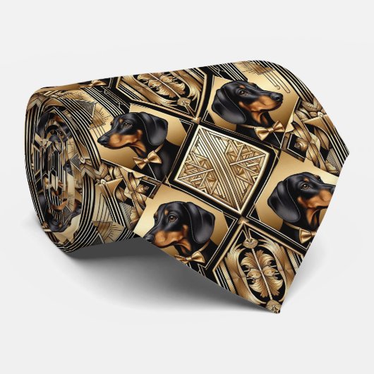 De speelse hondenliefhebber | Daschund hondenpapa  Stropdas (Opgerold)