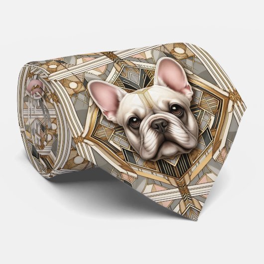 De speelse hondenliefhebber | Franse Bulldog Papa Stropdas (Opgerold)