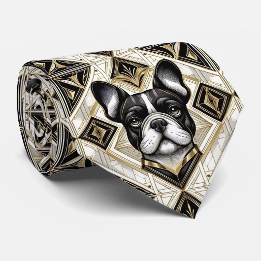 De speelse hondenliefhebber | Franse Bulldog Papa Stropdas (Opgerold)