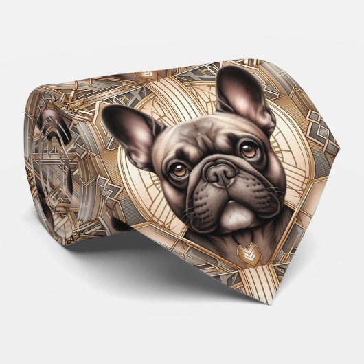 De speelse hondenliefhebber | Franse Bulldog Papa Stropdas (Opgerold)