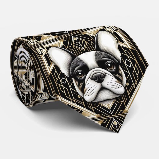 De speelse hondenliefhebber | Franse Bulldog Papa Stropdas (Opgerold)