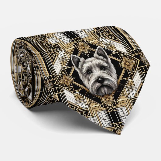 De speelse hondenliefhebber | Schotse Terrier Hond Stropdas (Opgerold)