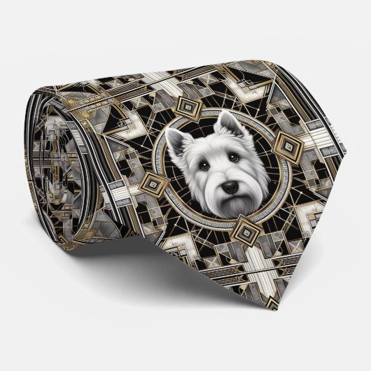 De speelse hondenliefhebber | Schotse Terriër hond Stropdas (Opgerold)