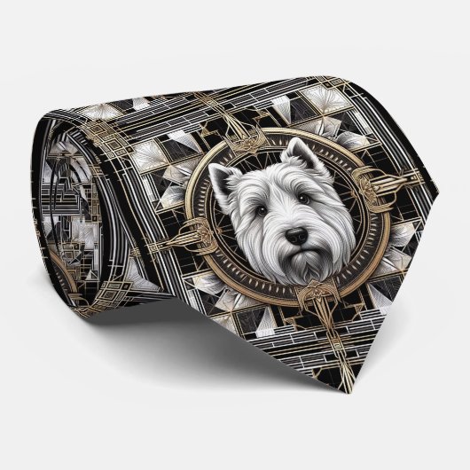 De speelse hondenliefhebber | Schotse Terriër hond Stropdas (Opgerold)