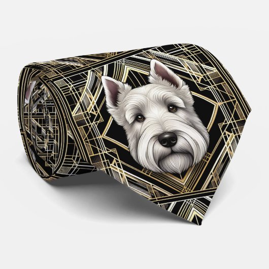De speelse hondenliefhebber | Schotse Terriër hond Stropdas (Opgerold)