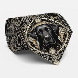 De speelse hondenliefhebber Zwarte Labrador-hond Stropdas