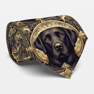 De speelse hondenliefhebber Zwarte Labrador-hond Stropdas