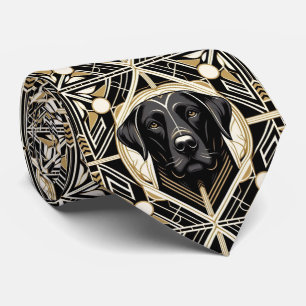 De speelse hondenliefhebber Zwarte Labrador-hond Stropdas