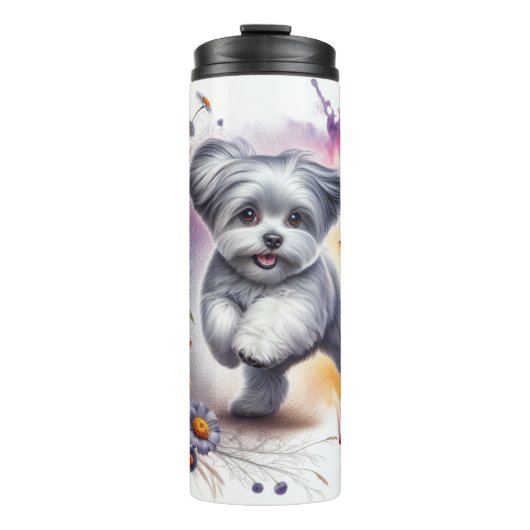 De speelse tuin van de Maltese puppy Thermosbeker (Voorkant)