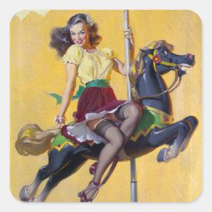 De Speld van de carrousel omhoog Vierkante Sticker