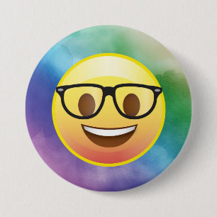 De Speld van de Glazen van Nerd Emoji van de Ronde Button 7,6 Cm