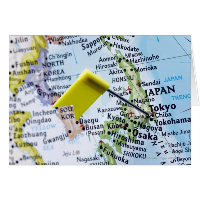 De speld van de kaart die in Tokio, Japan op kaart (Voorkant Horizontaal)
