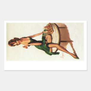 De Speld van het Meisje van het schaak omhoog Rechthoekige Sticker