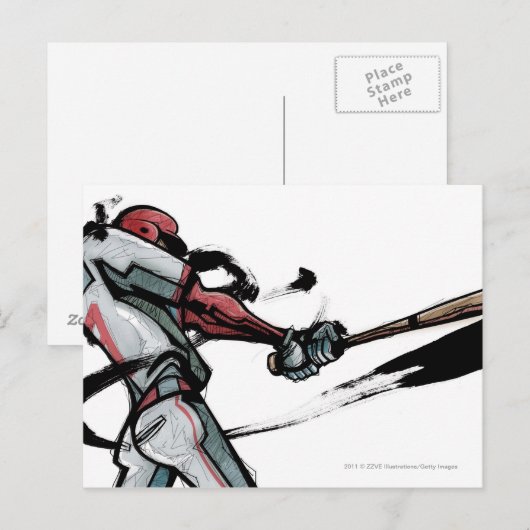 De speler slingerende knuppel van het honkbal, briefkaart (Voorkant / Achterkant)