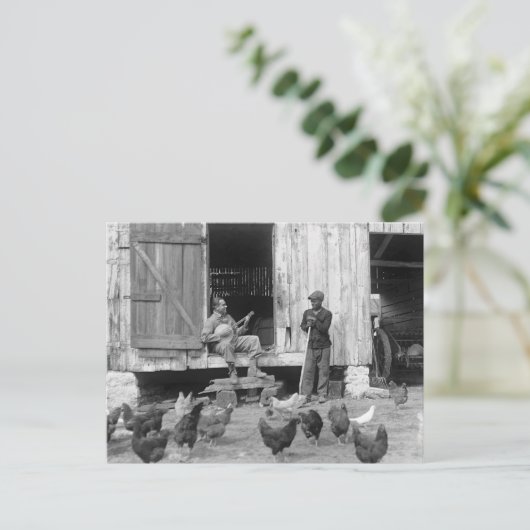 De Speler van de Banjo van het boerenerf, 1927 Briefkaart (Staand voorkant)