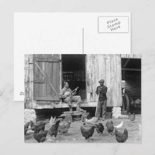 De Speler van de Banjo van het boerenerf, 1927 Briefkaart (Voorkant / Achterkant)