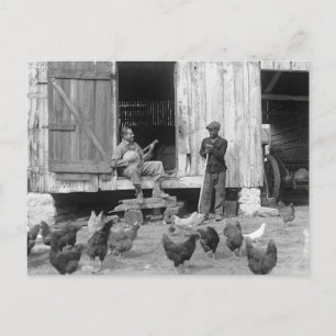 De Speler van de Banjo van het boerenerf, 1927 Briefkaart