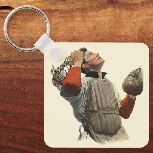De  Speler van de Baseball van de Sport, Catcher o Sleutelhanger (Voorkant)