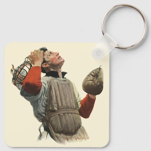 De  Speler van de Baseball van de Sport, Catcher o Sleutelhanger (Achterkant)