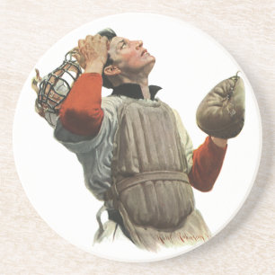 De  Speler van de Baseball van de Sport, Catcher o Zandsteen Onderzetter