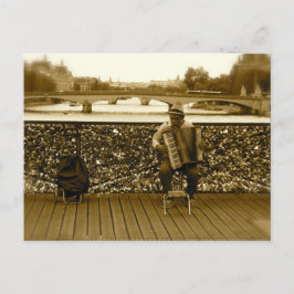 De speler van de Harmonika - Pont des Arts, Parijs Briefkaart