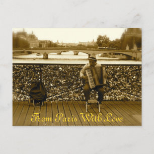 De speler van de Harmonika - Pont des Arts, Parijs Briefkaart