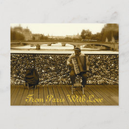 De speler van de Harmonika - Pont des Arts, Parijs Briefkaart