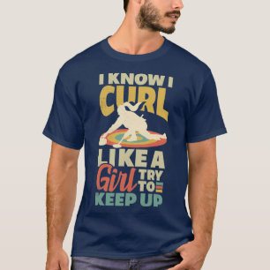 De Speler van de kromming van het Vrouw een Curler T-shirt