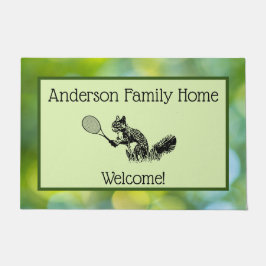 De Speler van de Tennis van de eekhoorn en Tekst m Deurmat