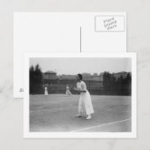 De Speler van de Tennis van de vrouw die klaar Fot Briefkaart (Voorkant / Achterkant)