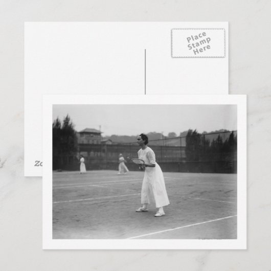 De Speler van de Tennis van de vrouw die klaar Fot Briefkaart (Voorkant / Achterkant)