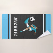 De Speler van de Voetbal die de Grafische Illustra Badhanddoek (Badhanddoek)