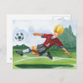De Speler van de Voetbal die een bal door Jay Thro Briefkaart (Voorkant / Achterkant)