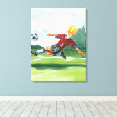 De Speler van de Voetbal die een bal door Jay Thro Canvas Afdruk (Insitu (Houten vloer))